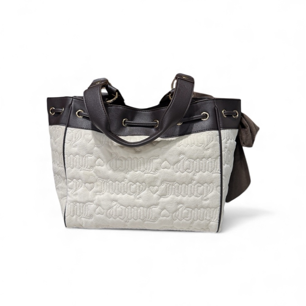 NWT Juicy Couture Vintage Dreams Tote | Angel Chocolate Cream and Pink Tote Bag - Picture 2 of 8